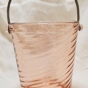 Vintage Depression Fostoria Glass Pink Spiral Optic Ice Bucket